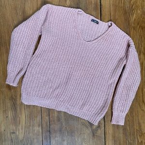 Blush pink knit sweater.